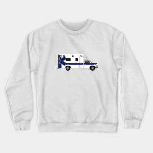 White Life Line Ambulance with Blue Star and Stripe Crewneck Sweatshirt